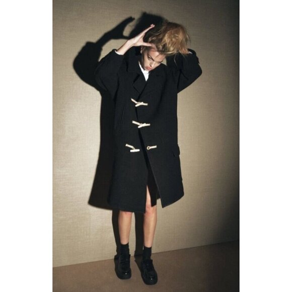 ZARA WOOL BLEND COAT WITH TOGGLES LIMITED EDITION BLACK SIZE M REF. 3057/783 - Picture 13 of 15